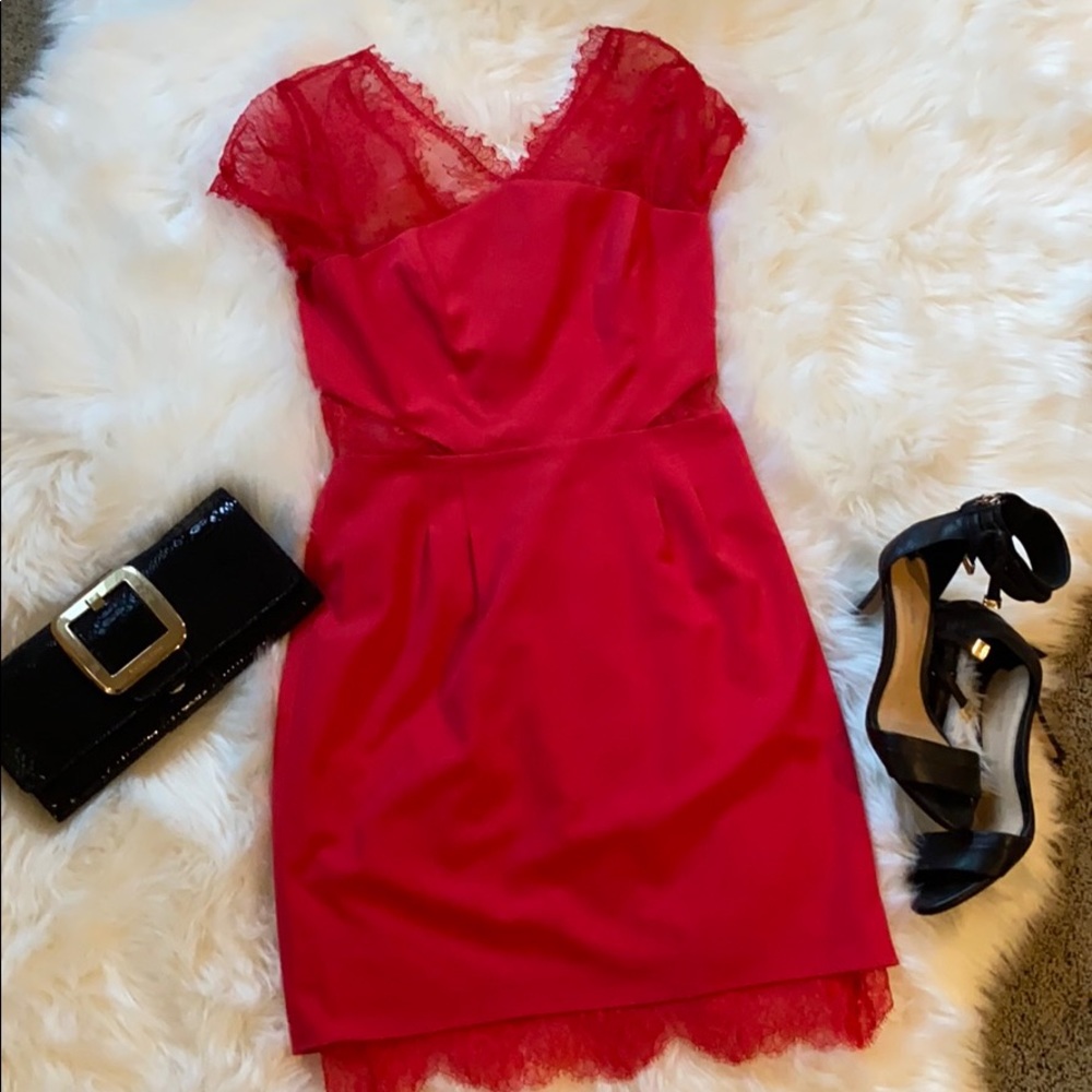 Lace lipstick red dress